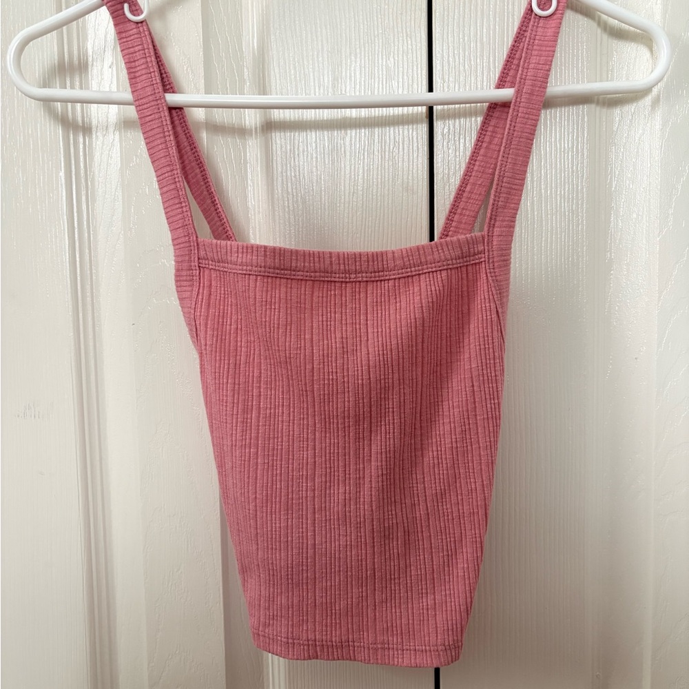 American Eagle Pink Ribbed Tank Top